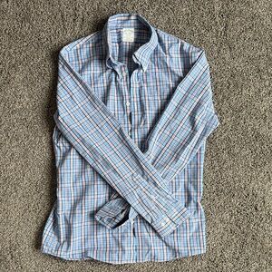 Brooks Brothers Milano Blue and Orange Checkered Shirt